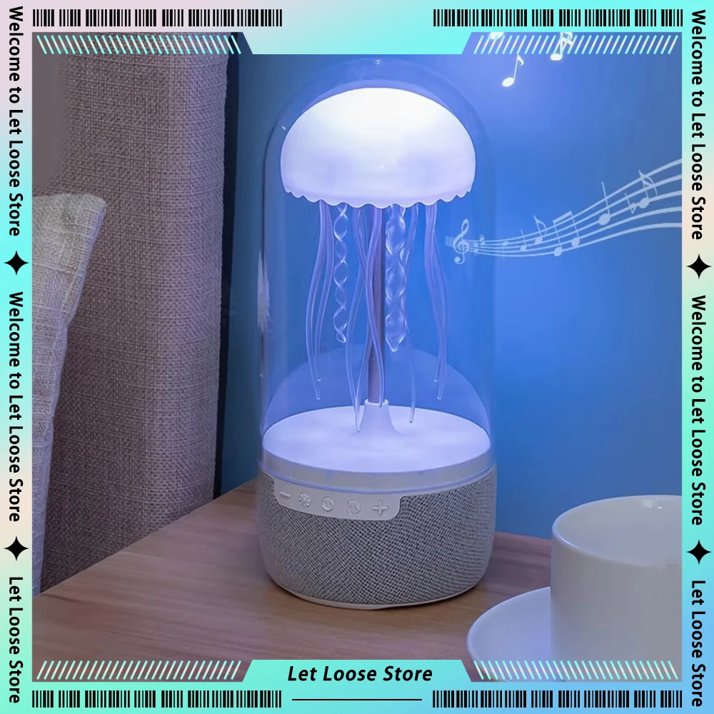 Creative Colorful Jellyfish Lamp Speaker HiFi Stereo Sports Jellyfis Bluetooth Portable Speaker Colorful Lamp Gifts for Home