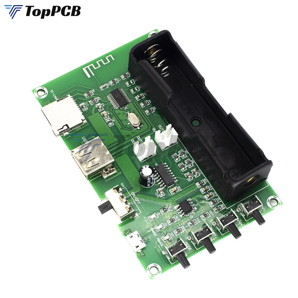 5W+5W PAM8403 Mini Bluetooth Audio Power Amplifier Board Onboard 18650 Lithium Battery UPS Power with USB TF Card for Speaker