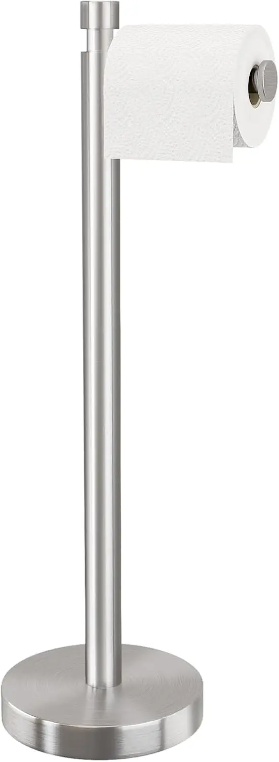 

Toilet Paper Holder Stand Freestanding, Weighted and Sturdy Brushed Nickel Stainless Steel Design with Non-Slip Cap, Rust