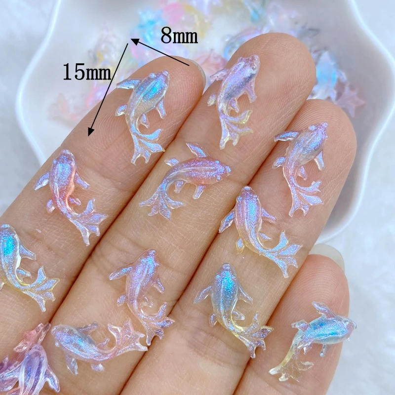 100 szt. Kawaii Cartoon zwierząt delfiny, złote rybki cyrkonie do paznokci klejnoty brokat Scrapbooking biżuteria DIY ozdoba akcesoria — zdjęcie 3