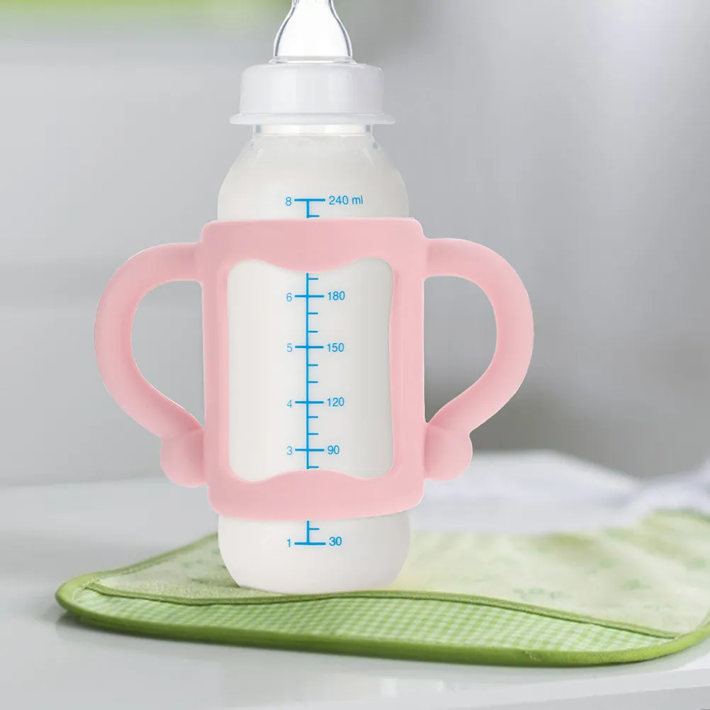 

4Pcs Silicone Bottle Handle Grips for Feeding Bottles Easy Install Remove Bright Colors Fine Texture Protective Comfortable Hold