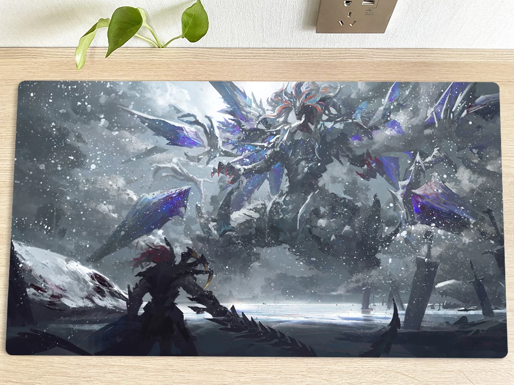 

New YuGiOh Playmat Mirrorjade The Iceblade Dragon TCG CCG Board Trading Card Game Mat Custom Mouse Pad Desk Mat & Free Bag