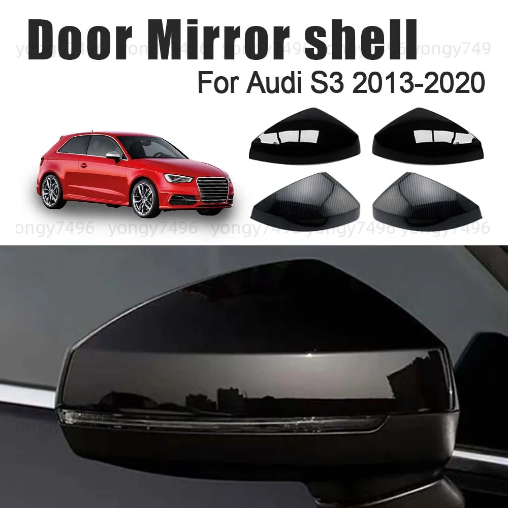 

Protective Cover Door Mirror Shell For Audi S3 2013-2020 Charred Black Carbon Fiber Replace Car Rearview Accessories Exterior