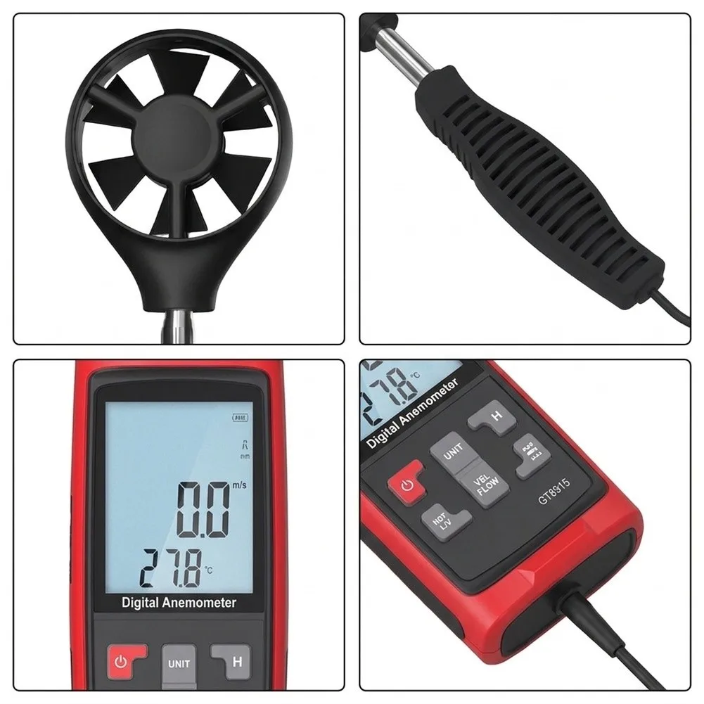 Digital Airflow Meter GT8915 with Impeller Sensor for Accurate HVAC Commissioning and Duct Airflow Testing Applications