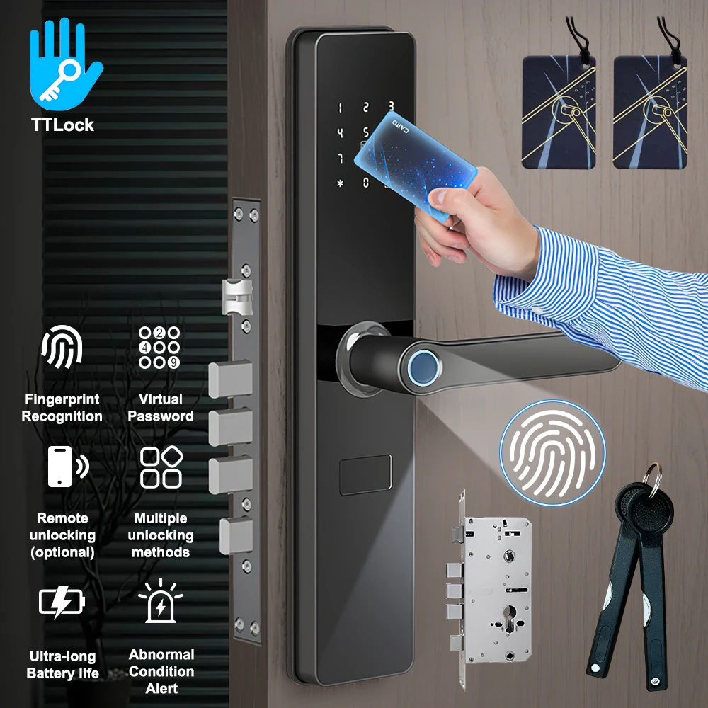 Home Security Keypad - Smart Fingerprint Door Handle Lock TTLock