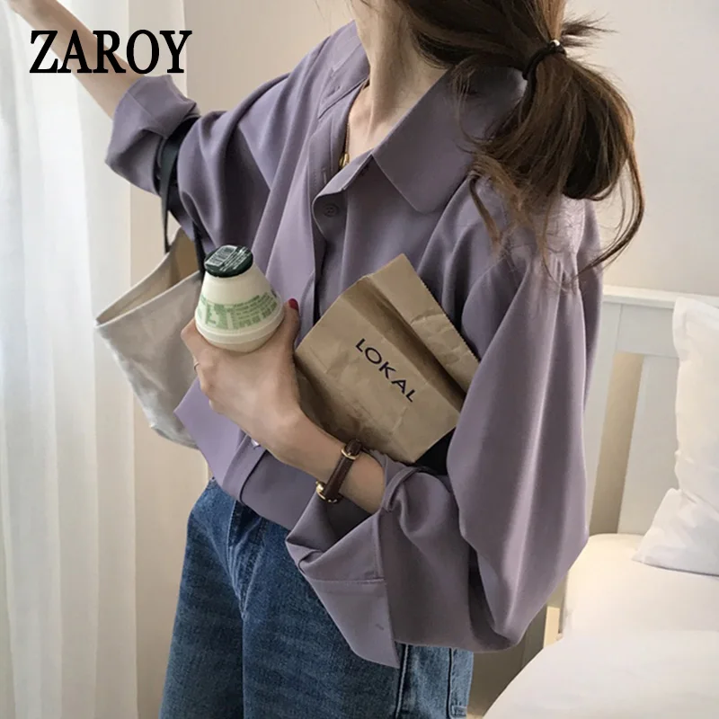 PLAZSON Classic Woman Spring Autumn Blouses Shirt Lady Long Lantern Sleeve Stand Collar Loose Blusas Tops