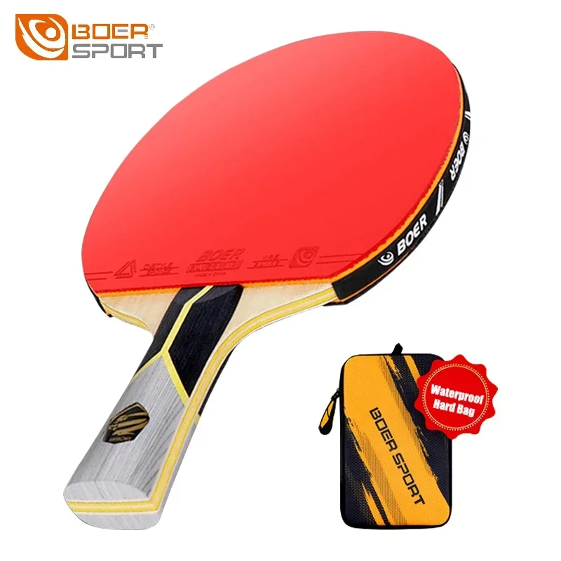 

BOER S8 Table Tennis Racket 9-ply Ayus Blade Non-tacky Pips-in Rubber OFF+ Ping Pong Paddle with Waterproof Bag For Beginner