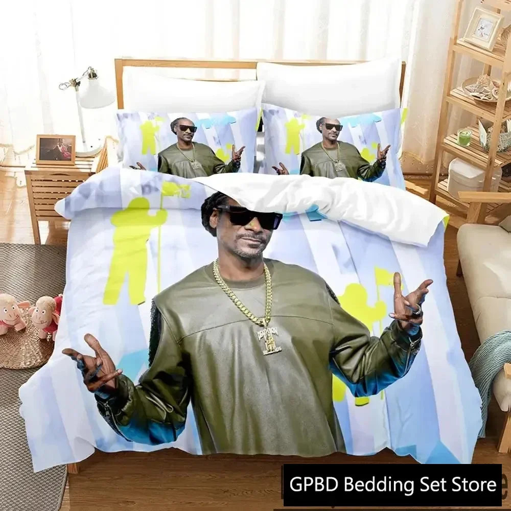 

3D Print Snoop Dogg Rapper Bedding Set Duvet Cover Bed Set Quilt Cover Pillowcase Comforter king Queen Size Boys Adult Bedding