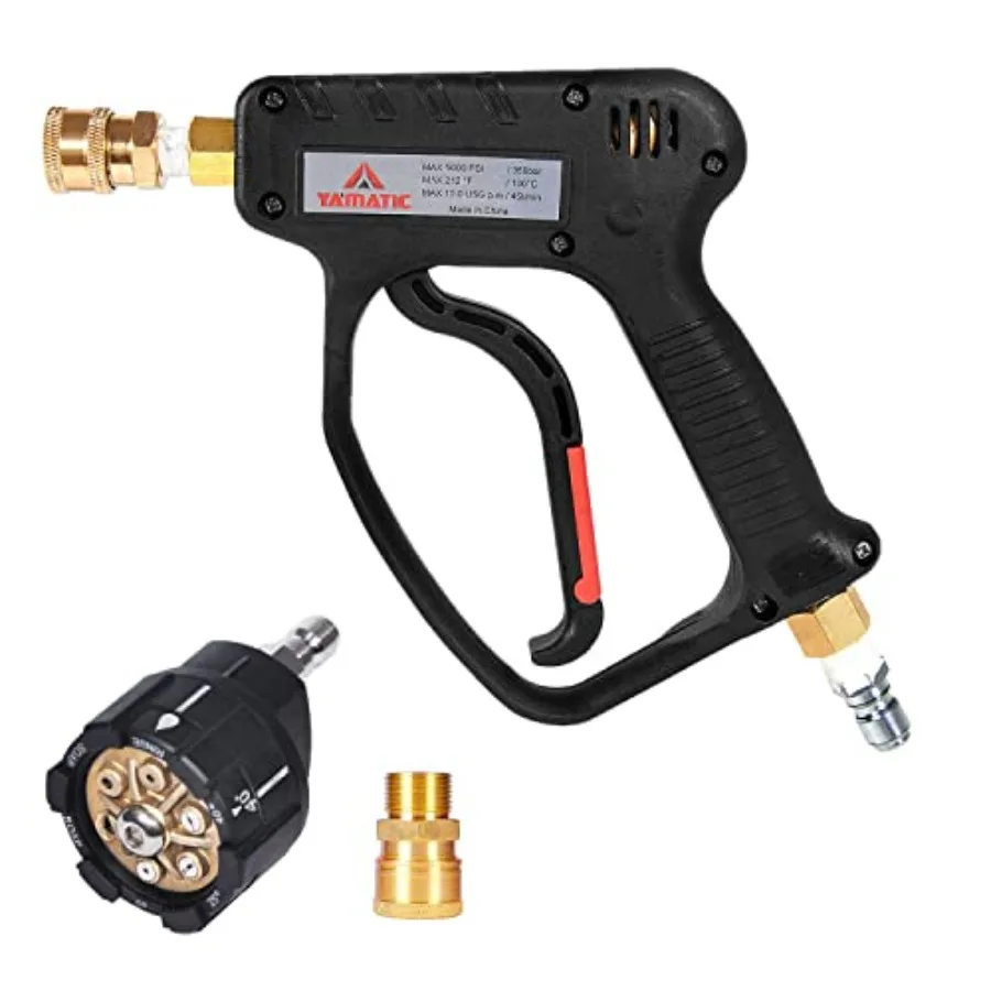

5000 PSI 12 GPM High Pressure Washer Trigger Gun with 3/8" Swivel Quick Connectorand M22 Coupler and 6-in-1 Pressure Wa