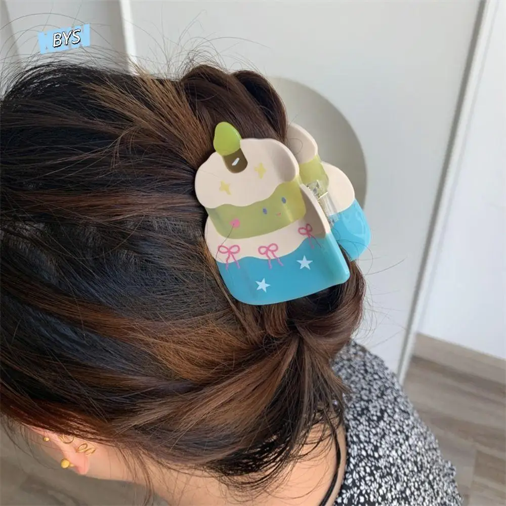 

Cute Birthday Cake Bow Cake Hair Grab Hairpin Dessert Cartoon Hair Claw Headwear Geometry Acetic Acid Shark Clip Travel