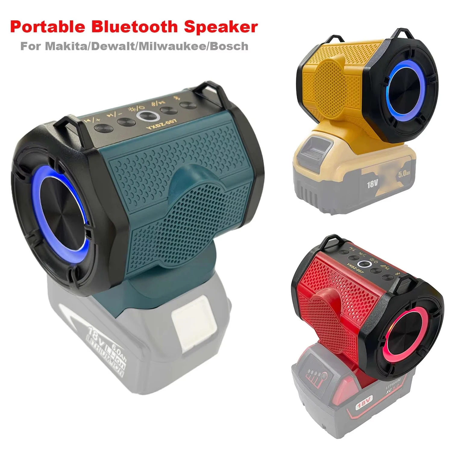 NEW Bluetooth Speaker For Milwaukee/Makita/Dewalt/Bosch 18V 20V Battery With USB Type-C Port Charge Player Loudspeaker Amplifier