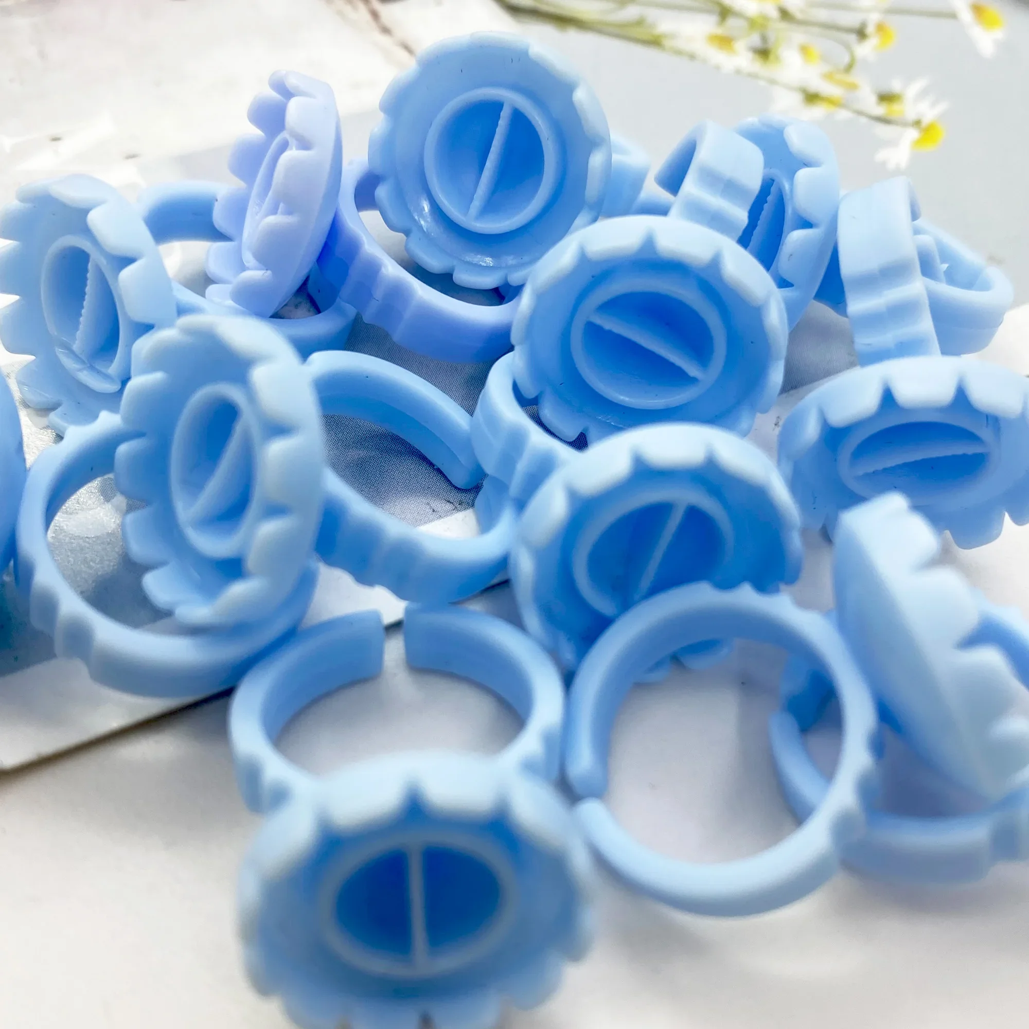 100Pcs Einweg Wimpern Kleber Fan Tasse Ring Halter Blumenförmigen Behälter Tattoo Pigment Wimpern Verlängerung Werkzeuge Lash Liefert – Detail 5
