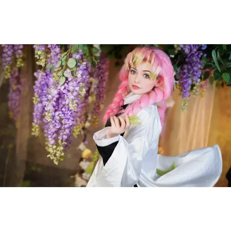 Pruik Voor Mitsuri Cosplay Ds Groene En Roze أنيمي كوسبلاي Pruiken مع الحيوانات الأليفة لعيد الهالوين