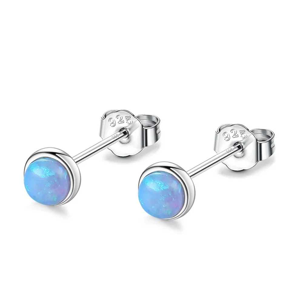 Trumium 925 Sterling Silver Fire Opal Stud Earrings for Women Piercing Unusual Luxury Tempearament Wedding Earring Fine Jewelry