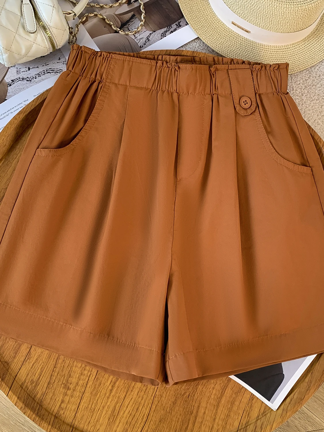 

High Waist Wide Leg Short Pants Elastic Waist Casual Outdoor Wear Summer 2026 plus Size Women's Loose Fit Trousers