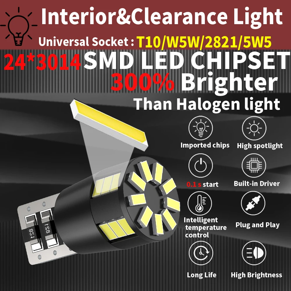2pcs T10 W5W LED Car Interior Dome Light Side Marker Lamp Auto Wedge Parking Bulb for Golf 7 4 6 Mk7 5 Gti Mk5 3 168 194