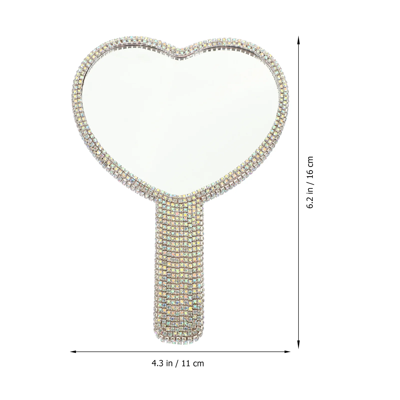 Stylish Rhinestone Hand Mirror Portable Mirror Clear Reflection Safe for Home and Travel Use Female Supply