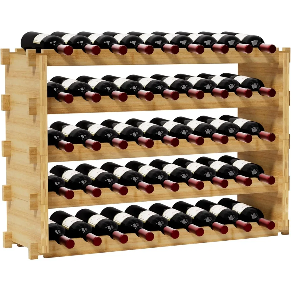 

Stackable 5-Tier Bamboo Wine Rack for 45 Bottles - Natural Display Storage