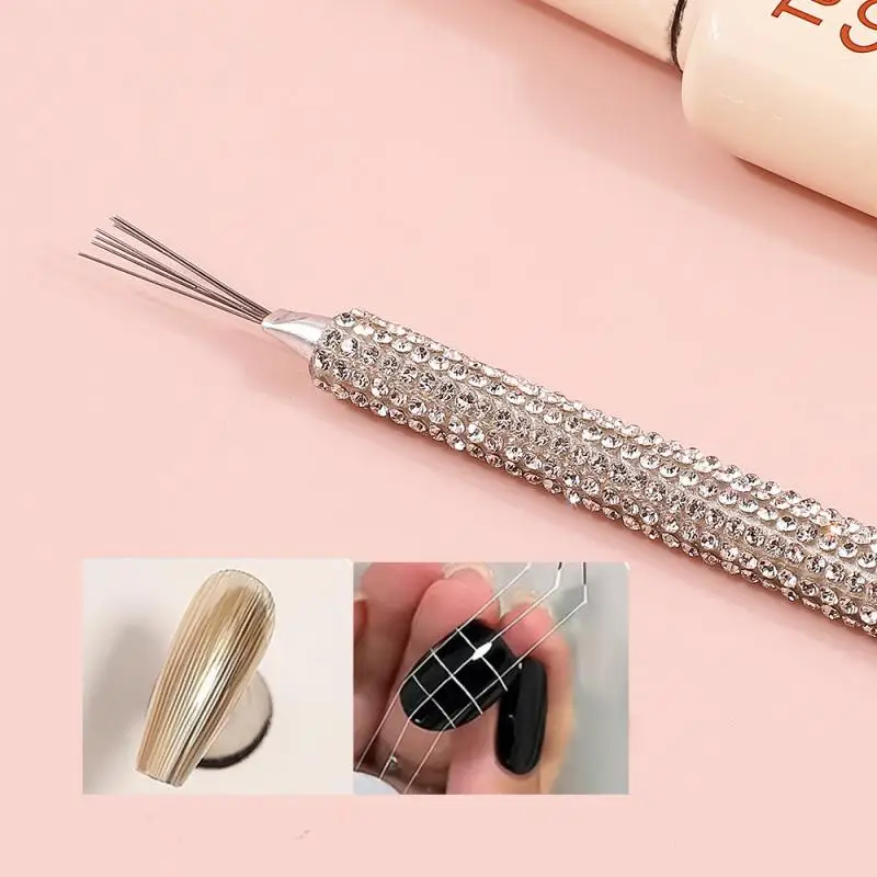 Profissional 7 pinos listra arte do prego forro escova 3d ponta ultra-fino linha desenho caneta uv gel escovas manicure ferramentas de pintura de unhas