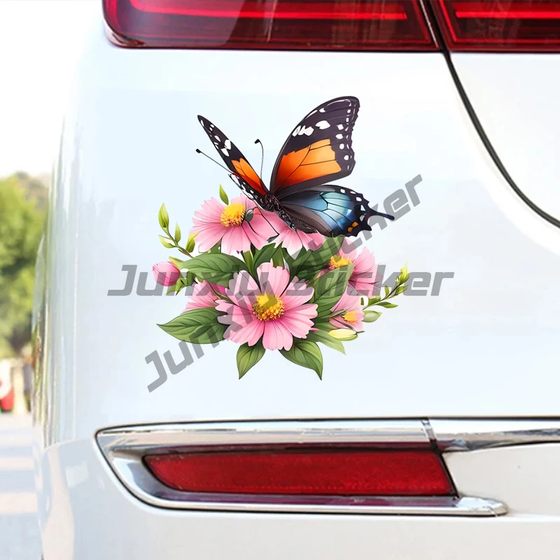 

Car Sticker, Flower and Butterfly Creative Sticker Vinyl Sticker, Waterproof Car Decal for Laptop Wall Window Bumper Sticker