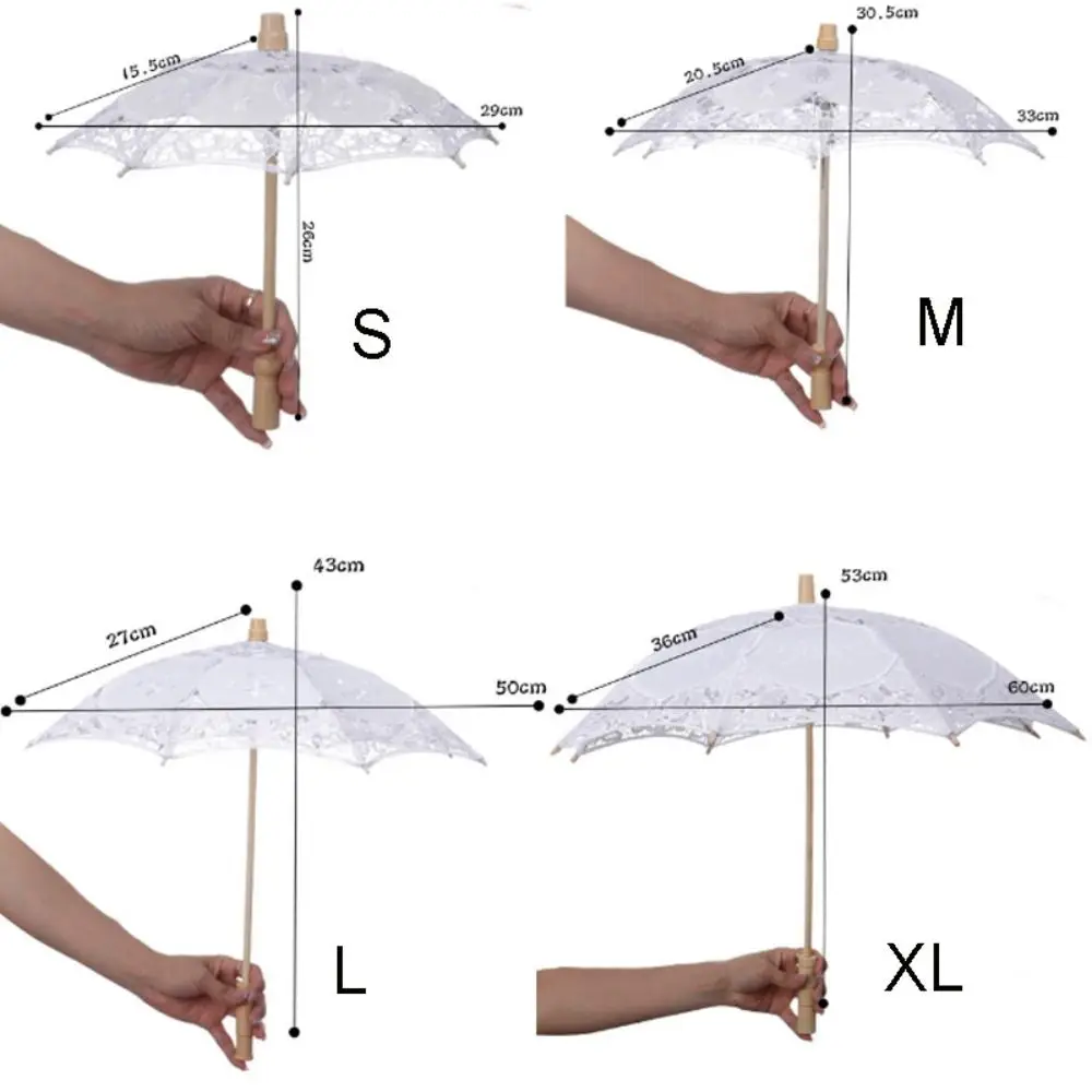 Embroidery Floral Wedding Lace Umbrella Hollowed Wooden Handle Prop Umbrella Cotton Black Parasol Umbrella Women image 5