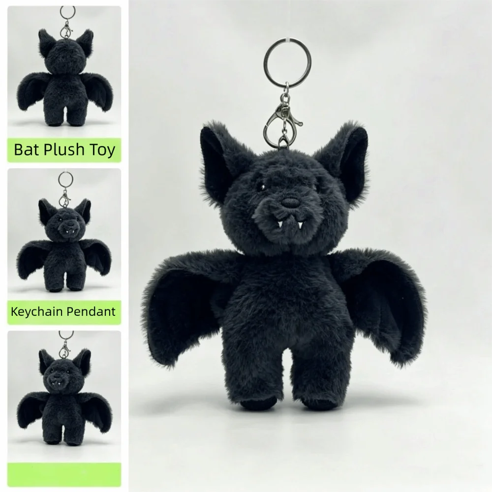 Gothic Bat Plush Keychain Soft Build Bat Stuffed Animal Keychain Cute Pet Doll High Quality Bat Plush Keyring Christmas Gift