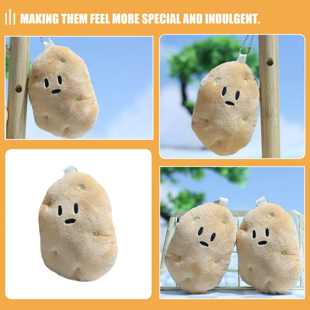 

2Pcs Cute Stuffed Potato Bag Pendant for Backpack Schoolbag Keychain Decor with Soft PP Cotton Material Perfect Gift for Her
