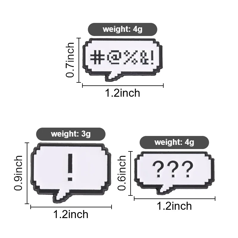 Retro Pixel Comic Dialog Box Enamel Pin Cartoon Mood Expression Graffiti Symbols Exclamation Question Marks Brooch Jewelry Badge