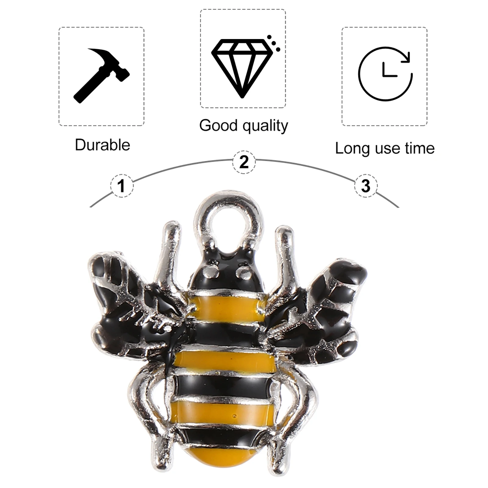 

10Pcs Creative Bee Shape Alloy Charms Pendant Easy Use for DIY Bracelet Necklace Earring Jewelry Making Bee Charms