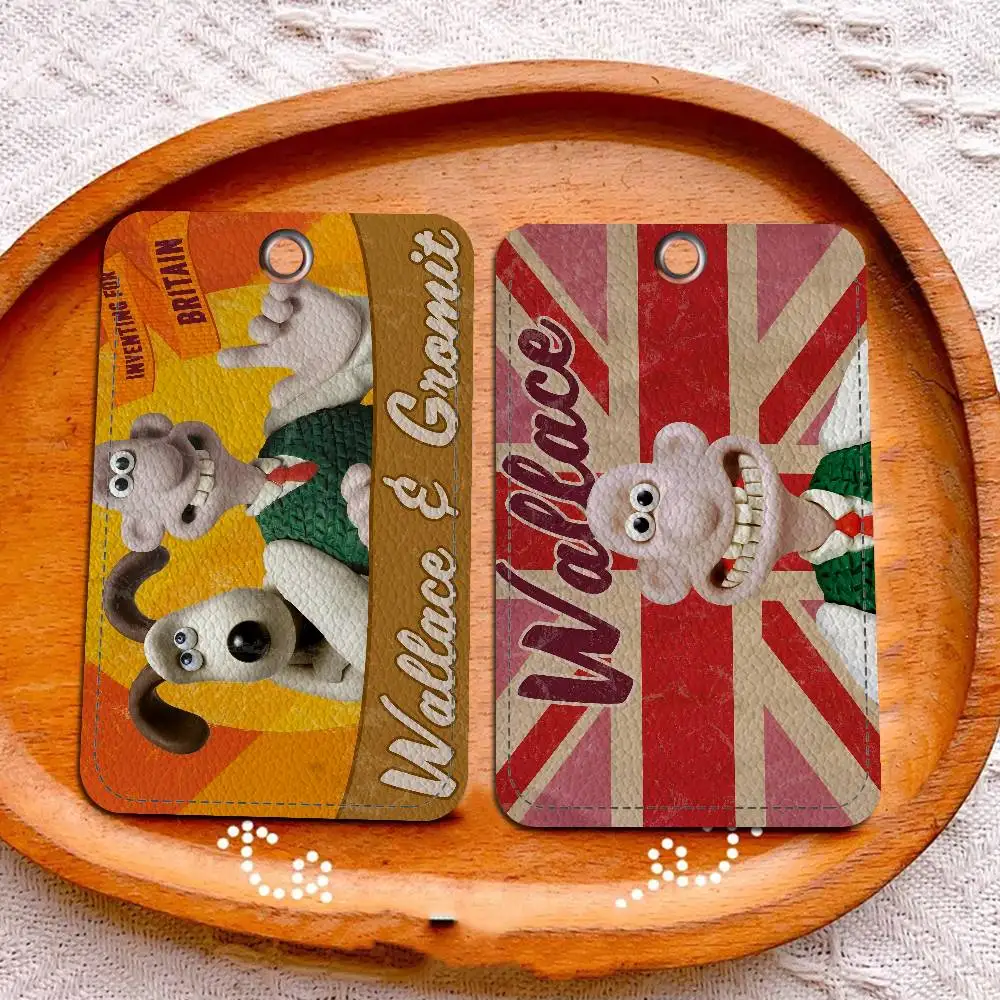 

Прямоугольный чехол для удостоверения личности Wallace и G-Gromit, брелок для ключей, сумка для ключей, кожаный держатель для карт, кольцо для ключей, доступ