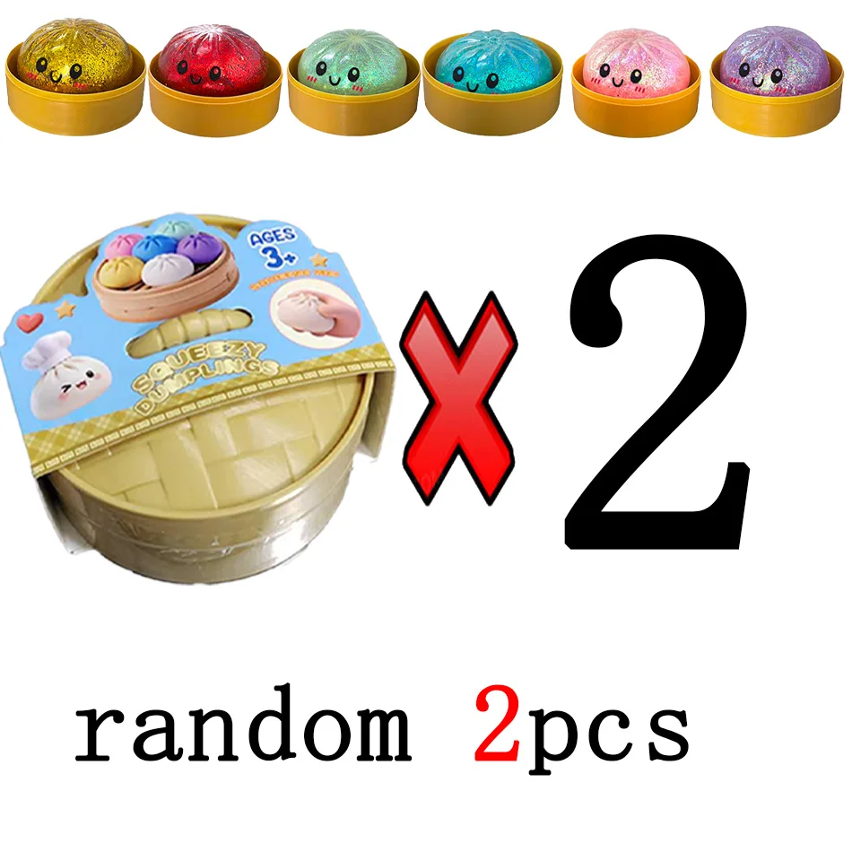 Nieuwe 1-12 stuks Glitter Dumpling Glitter Dumpling Squishy met doos Dumplings Zintuiglijk Knijpspeelgoed voor stressverlichting
