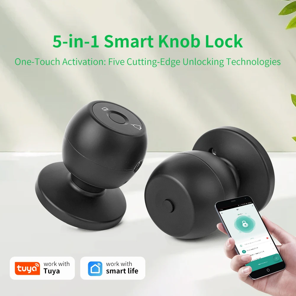 

Tuya Spherical Smart Lock 5-In-1 Electronic Lock Fingerprint Password IC Card Key Smart Home Unlocking House Domotica