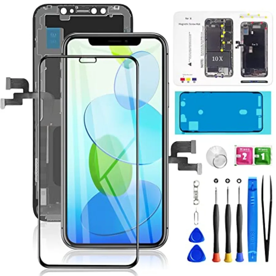 

for iPhone X Screen Replacement 5.8 inch 3D Touch LCD Screen Digitizer Front Display Assembly with Waterproof Adhesive+Tempered