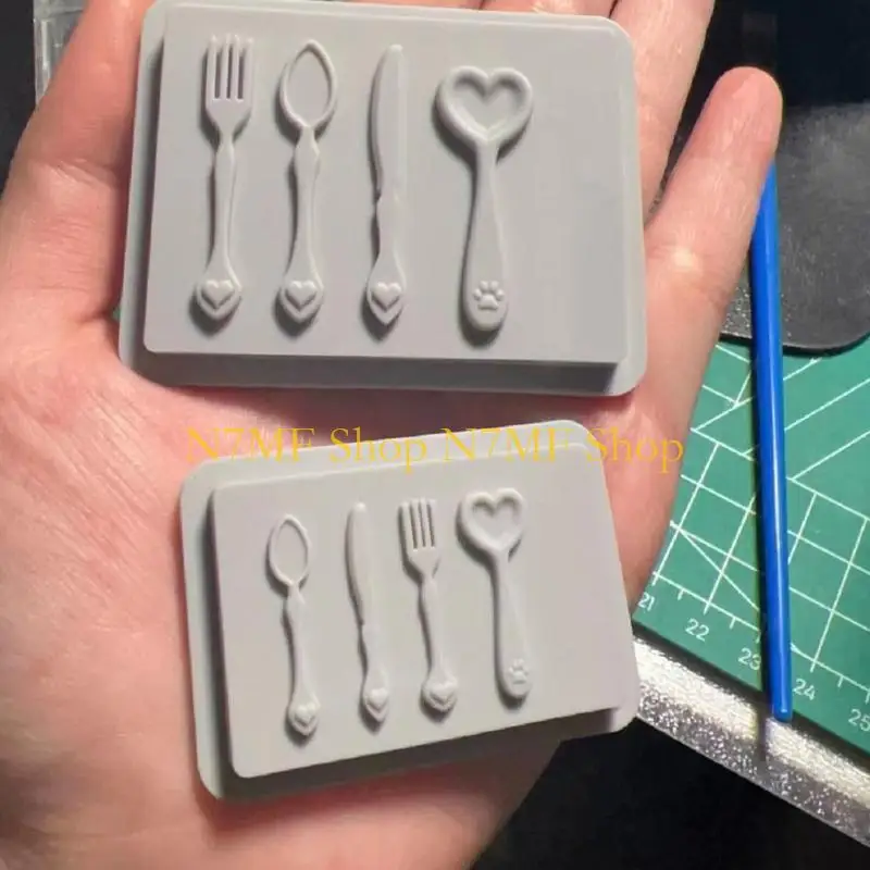

N7MF Гибкая силиконовая формовка для столовых приборов для DIY Ручной смолы проекты кухня