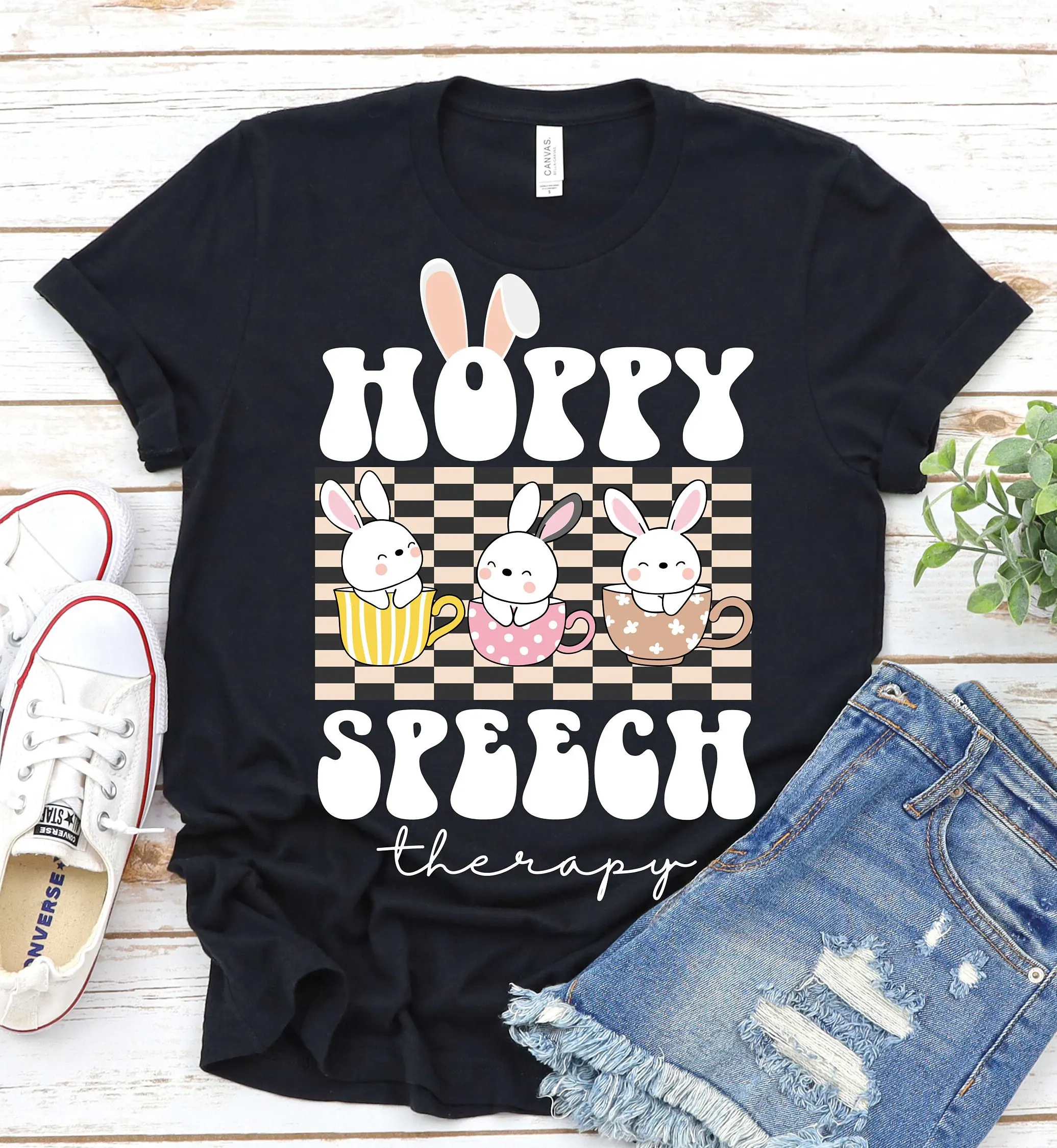 Speech Therapy Easter Day T Shirt Language Pathologist Slp Therapist Happy