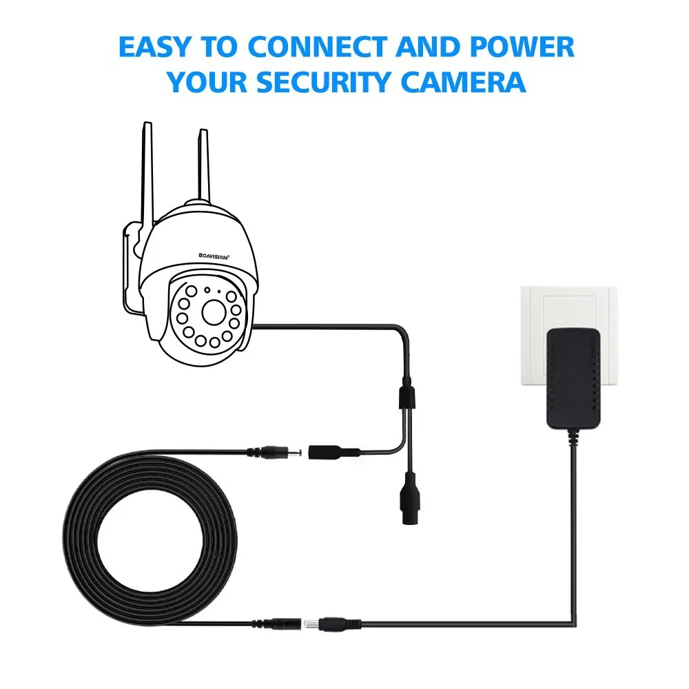 LS VISION 5M DC12V Security Camera Extension Cord Power Supply Adapter Cord Extension Cable Female to Male Wire for CCTV Camera