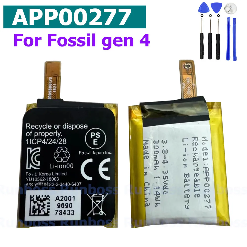 APP00277 (402428) 300mAh Battery For Apack Fossil Gen 4 4th Generation Smart Watch Original High Quality