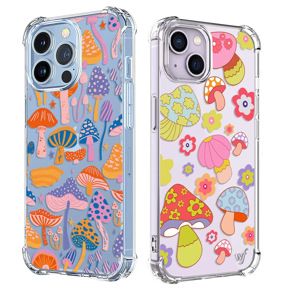 Fresh Mushrooms Painted Phone Case For iPhone 14 13 12 11 Pro X XS XR Max 7 8 Plus SE 3 2 Shockproof Soft Clear TPU Back Cover