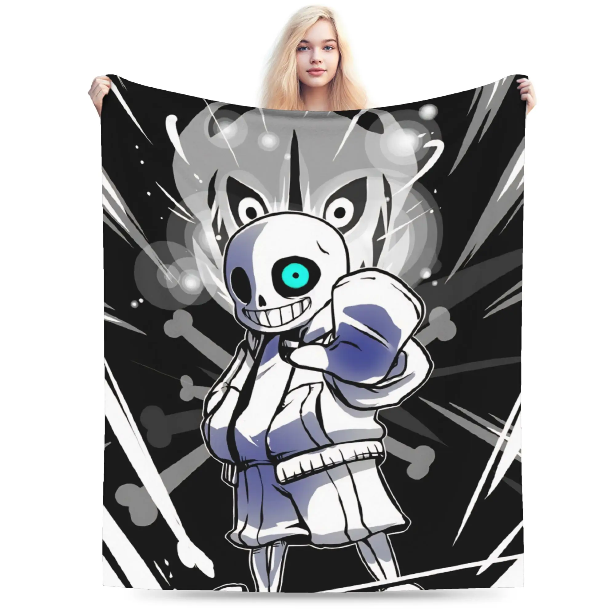 Game Undertales Sans Blanket Fleece Printed    Multifunction Lightweight Thin Throw Blanket for Home Outdoor Rug Piece