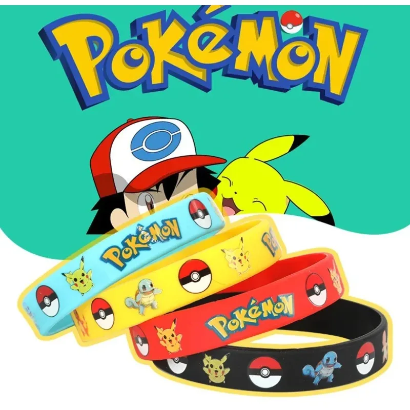 Pokemon Silicone Bracelet Pocket Elf Pikachu Kids Cartoon Bracelet Anime Figures Game Cosplay Silicone Bracelet Birthday Gifts