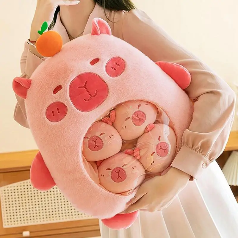 Snack Bag Pillow A Bag Of Animal Snack Pillow Soft Lovely Novelty Simulation Snack Plush Toys With 6 Little Animal Dolls For