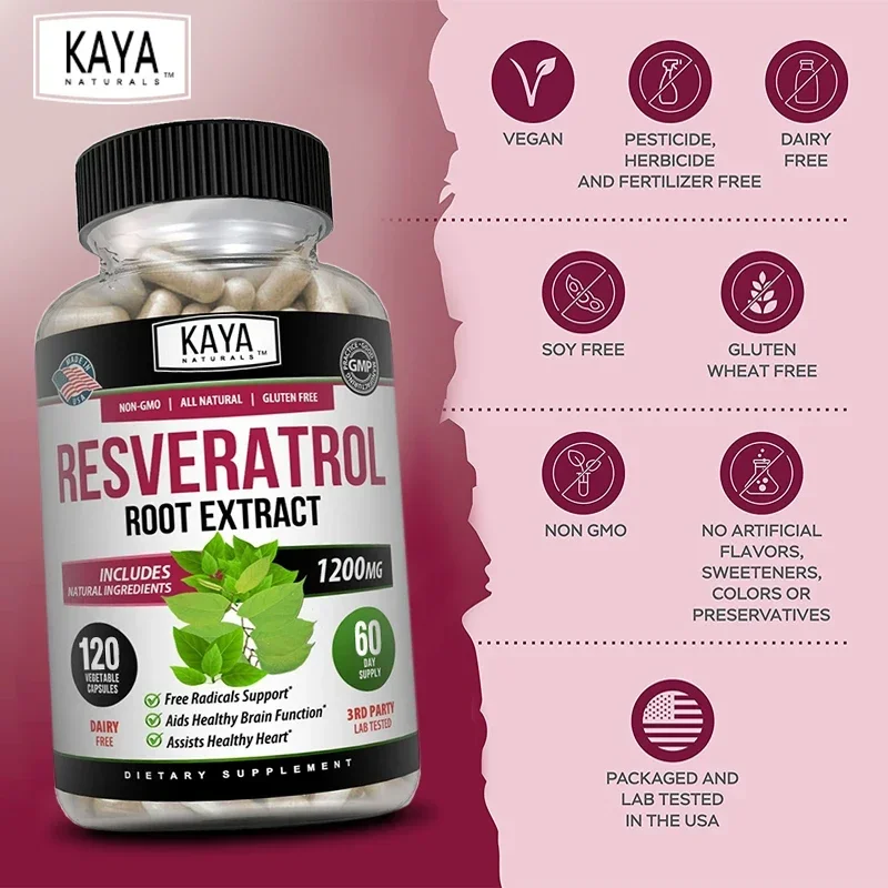 Resveratrol Anti-aging Supplement - Natural Antioxidant That Helps Overall Health, Heart Health and Metabolism