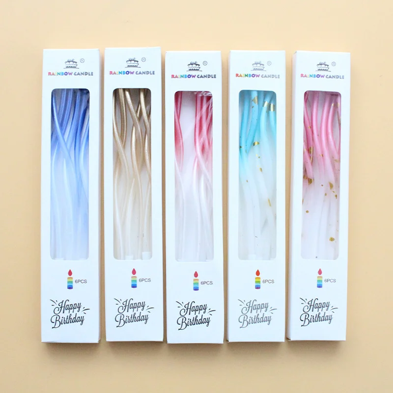 6 Pcs Colored Magic Long Candles Children's Birthday Candles Decorative Wedding Party Supplies Christmas Decorations Candles