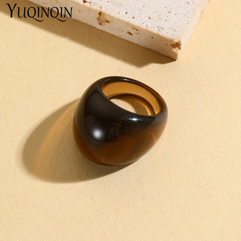 New Vintage Korean Resin Big Rings for Women Couple Geometric Punk Finger Ring for Girls Minimalist Simple Party Fashion Jewelry