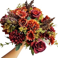Vibrant Artificial Peony & Chrysanthemum Bouquet with Elegant Rose Accents -Perfect for Home, Wedding, and Holiday Decor