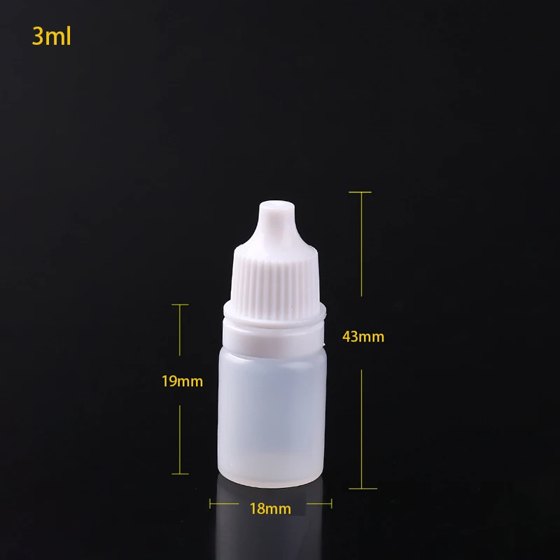 100pcs Dropper Bottles Squeezable Eye Drop Bottle Empty Plastic Liquid Eyedrops Vial 3ml 5ml 10ml 15ml 20ml 30ml 50ml 100ml