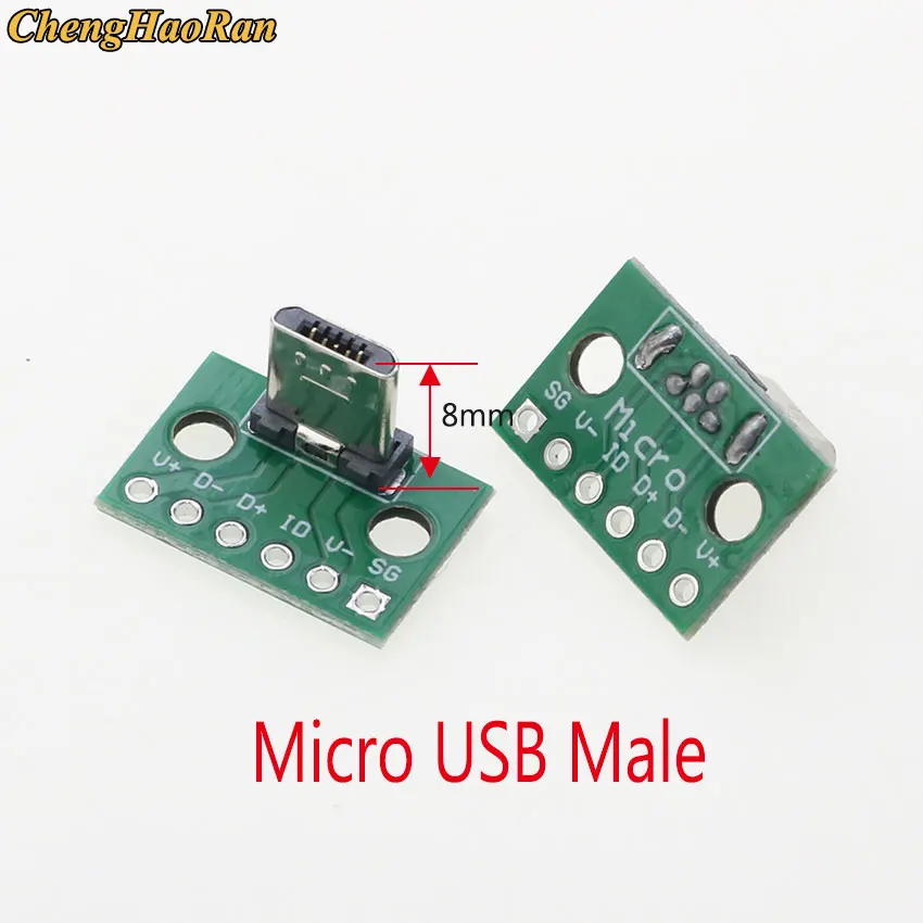 

100pcs Vertical Micro USB Type C Female Head Connector PCB Converter Adapter Breakout Test Board