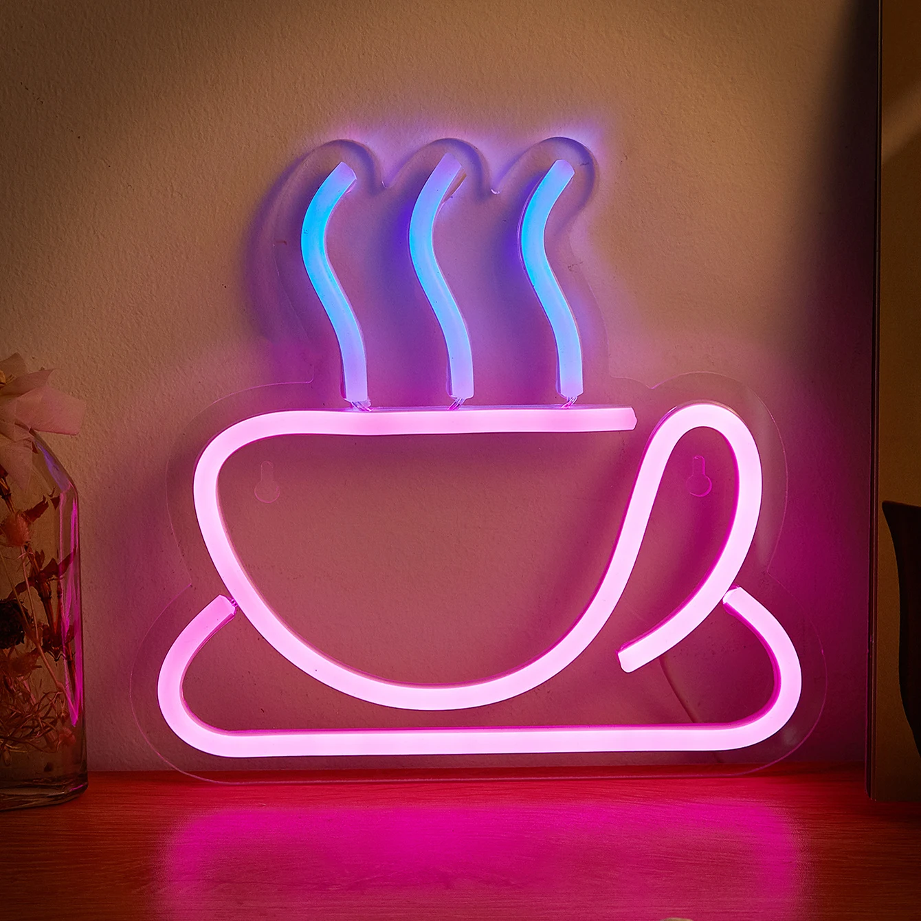 Chi-buy LED Neon Coffee Cup USB Powered Neon Signs Night Light 3D Wall Art & Game Room Bedroom Living Room Decor Lamp Signs