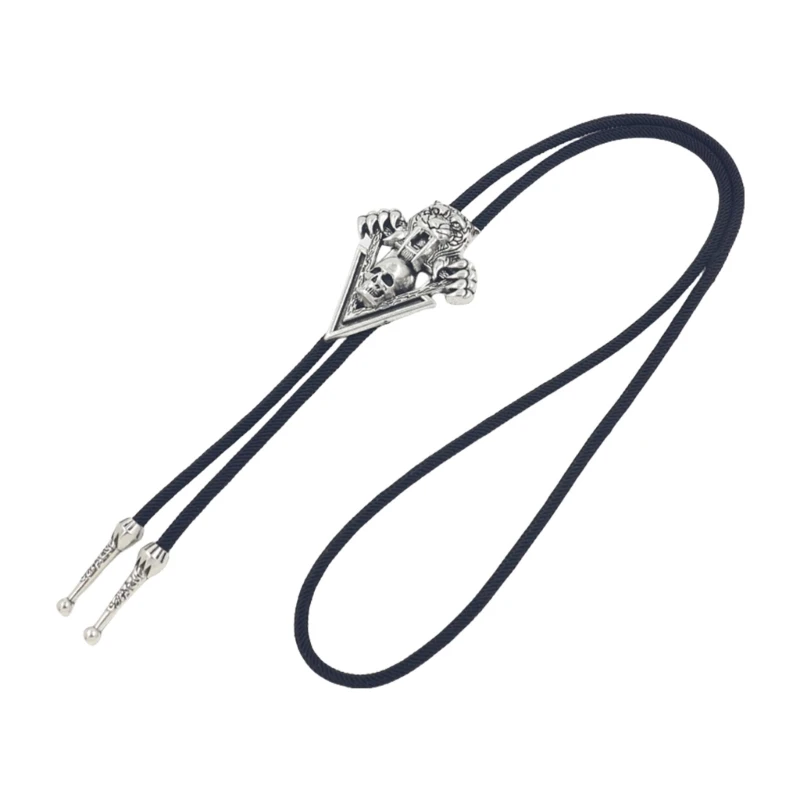 652F Classical Silver Metal Pendant Bolo Tie Rope Tie for Various Neck Styling Men's Neck Tie at Parties and Everyday Wear