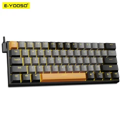 E-YOOSO Z11 USB 60% Mini Mechanical Gaming Keyboard Blue Red Switch 61 Keys Wired detachable cable, portable for travel computer